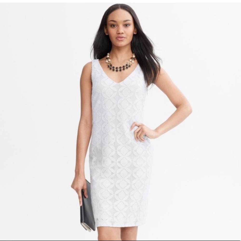 Banana Republic White Sleeveless Eyelet Dress